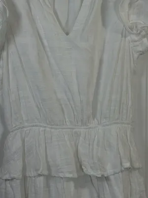 Fate White Cotton V-Neck Tiered Ruffle Mini Dress Size S thumbnail 4
