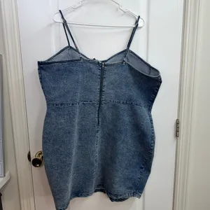Rue+ blue medium wash denim cotton stretch‎ zip bodycon adjustable mini dress 3X thumbnail 7