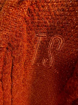 S150. Taylor Swift Rust Orange Metallic Knit Sweater thumbnail 2