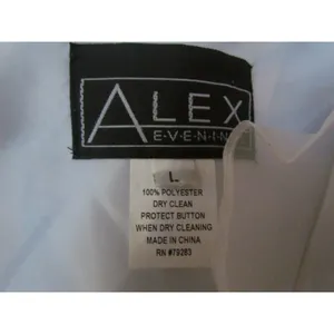 Alex‎ Evenings Ruffle Front Blouse Large White Sheer Organza Floral Jacquard thumbnail 5