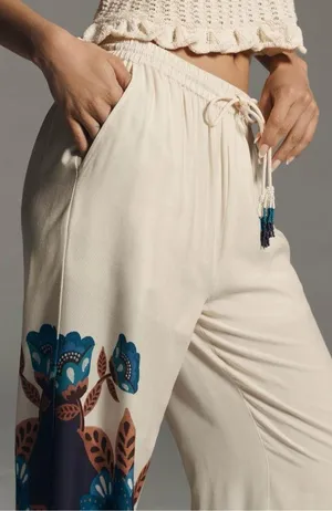 Farm Rio Martina Printed Pull-on Wide-Leg Pants, Size M thumbnail 3