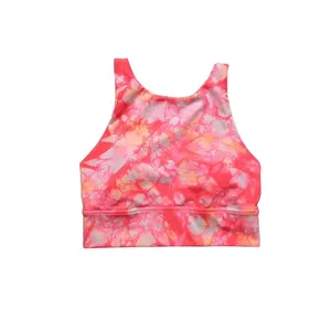 Lululemon Energy Bra High Neck Long Line Shibori Neon Orange Size‎ 4 thumbnail 3
