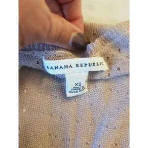 Banana Republic Women Knit Top Crochet Boho Neutral Lace Trim Surplice Wrap XS thumbnail 10