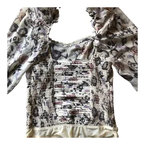 Free People NWT - - Brunch Date Floral Print Long Sleeve Bodysuit Ivory Combo -Size Small thumbnail 8
