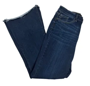 Judy Blue Flare Jeans Women's 11/30 30x30 Dark Wash Raw Hem Stretch EUC thumbnail 1