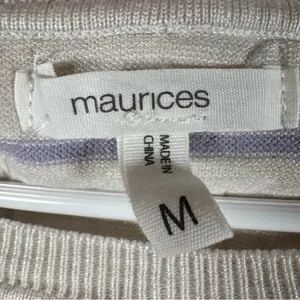 Maurices Sweater Womens‎ M Gray Purple Striped Faux Layered Chiffon Hem Pullover thumbnail 8