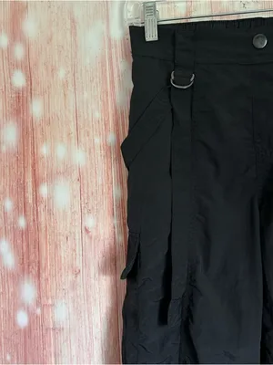 No Boundaries Black Nylon Windbreaker Cargo Parachute Pants Size XS thumbnail 7