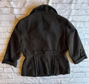 Ann Taylor Loft Black Two Button Blazer Peplum Textured Jacket Size 8 Work. thumbnail 12