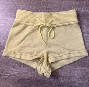 Free People Mohair Blend Cozy Knit Drawstring Lounge Shorts In Yellow Size S thumbnail 1