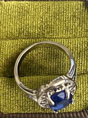 Elegant/Vintage Design Titanium Steel Faux Blue Sapphire Ring Size 9 NWT thumbnail 4