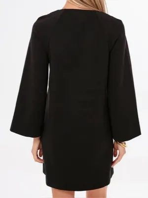 Pomander Place Tuckernuck Audrey Black V Neck Mini Dress Plus Size XXL thumbnail 2