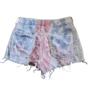 PacSun High Rise Festival Tie Dye Denim Shorts Distressed Frayed Hem‎ Size 25 thumbnail 2