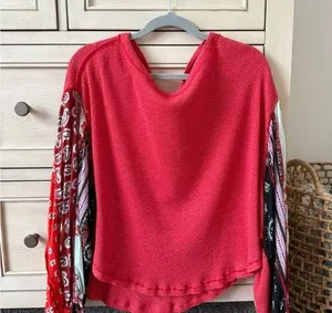 Free People Red and Multicolor Blouse thumbnail 1
