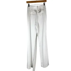 Alice + Olivia Jody Satin High-Waist Slit Front Pant White Size US 2 thumbnail 5