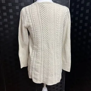J. Jill‎ Sweater Tunic Cream Cable Knit Herringbone Wool Blend Fisherman Cabin S thumbnail 3