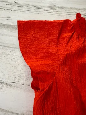 Alex Marie Bright Vanya V-Neck Orange Tiered Flutter-Sleeve Dress thumbnail 4