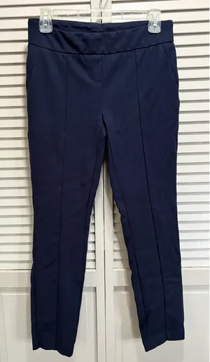 Hilary Radley Navy Skinny Pants Size Sm Mid Rise Elastic‎ Waist Pull On thumbnail 1