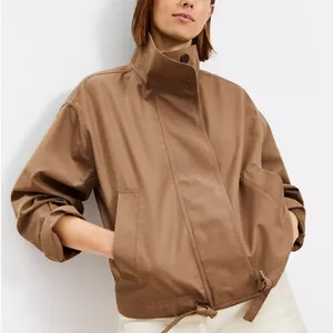 LOFT Twill Anorak Cropped Jacket Neutral Tan Brown Size Small thumbnail 1