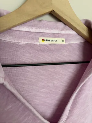 Marine Layer Vintage Slub Polo Tee Lavender Mist Medium thumbnail 4