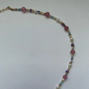 Gold Half Paperclip Half Beaded Handmade Necklace thumbnail 4