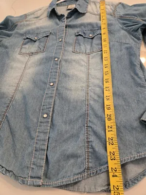 Laura Ashley Denim Womens XL Western Pearl Snap Button Denim Shirt Acid Wash Y2K thumbnail 11
