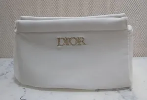 DIOR White Velvet Beauty pouch With Gold Dior Logo Limited Edition New No Tag thumbnail 1