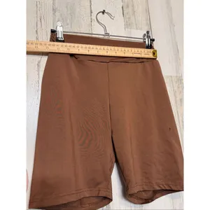 Brown High Waist Stretch Biker Shorts Size S – Soft Polyester, Comfy Fit thumbnail 5