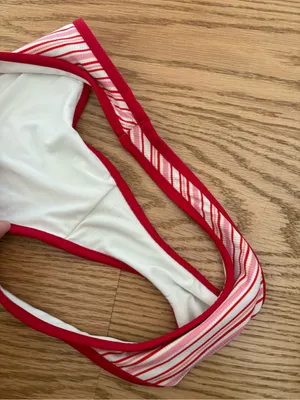 Frankie's Bikinis Red and White Striped Two-Piece Swim Set thumbnail 2