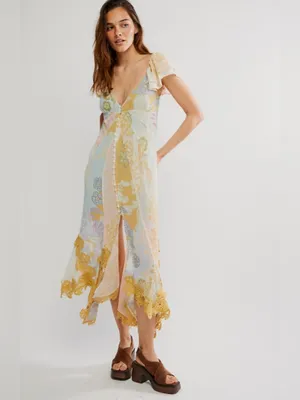 FREE PEOPLE Bali Aurora Flutter Sleeve Midi Dress, Size X-Small, $298 thumbnail 5
