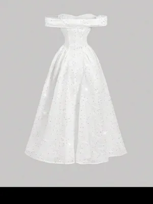 SHEIN White Off-Shoulder Midi A-Line Dress thumbnail 4