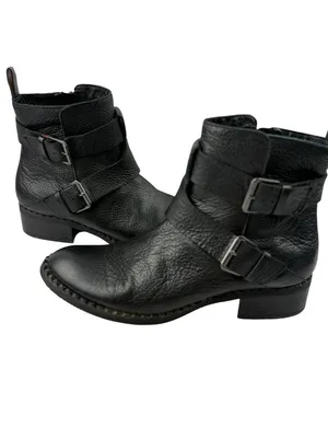 Gentle Souls Benton Moto Boots Womens Size 10 Black Pebbled Leather Combat Ankle thumbnail 10