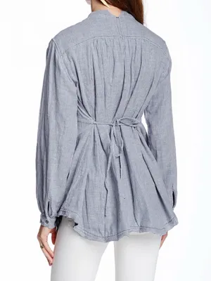 Free People All Who Wander Tunic Top Blue Striped Medium thumbnail 3