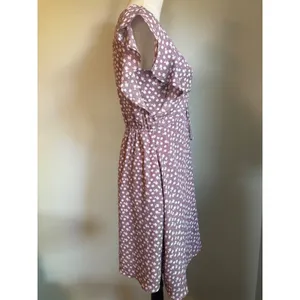 Monteau cottage fairy boho whimsi Floral Ruffle‎ Sleeve Mini Dress Mauve Dainty thumbnail 4