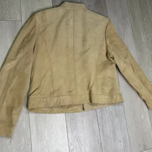 Valerie‎ Steven's women's vintage tan leather mock neck moto jacket size xl thumbnail 2