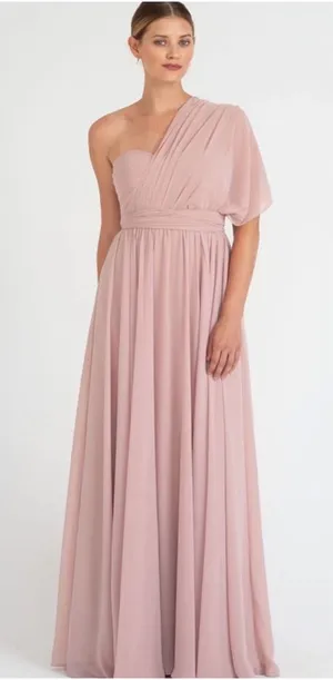Jenny Yoo Convertible Bridesmaid Dress Mira Whipped Apricot Luxe‎ Chiffon Size 8 thumbnail 1