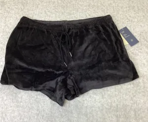 Leisure Studio Womens Black Velour High-Rise Shorts NWT XL PR79LZ thumbnail 1