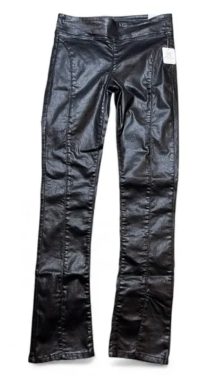 NWT Free People Double Dutch Slit‎ Skinny Pants Faux Leather Coated Black Size S thumbnail 1