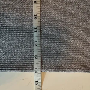 H&M Silver Metallic Ribbed Knit Midi Skirt L Stretch Pull On Party Holiday Rave thumbnail 6