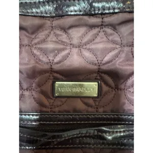 Vera Bradley Quilted Tote Bag Purple Patent Trim Geometric Stitched Shoulder thumbnail 5