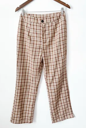 Plaid Pants Brown Size 28 thumbnail 1