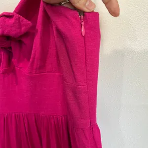 Loft Pink Sleeveless Midi Dress Size 2 Bow‎ Front Tiered Coquette Barbiecore thumbnail 7