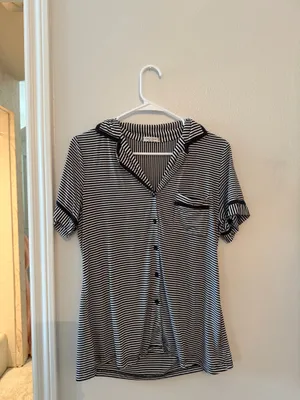 Ekouaer Pajama Set Black and White Stripe thumbnail 3