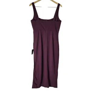 Lulus Vibrant Allure Plum Square Neck Bodycon Midi Dress CD3727 Purple Size L thumbnail 4