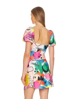 AGUA BENDITA X Revolve Amber Dress In Pink Abstract Size XS NWT thumbnail 7