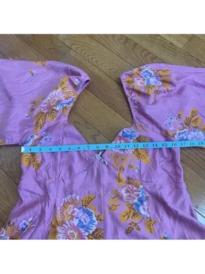 FREE PEOPLE Francesca Mini Babydoll Coqette Dress Floral Pink Puff Long sleeve L thumbnail 10