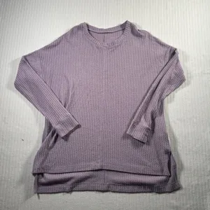 American Eagle Women S Purple Waffle Knit Over Sized Long Sleeve Thermal Tunic thumbnail 1