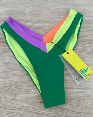 OneOne Small NEW Jesse Bikini Bottom Neon Green Purple Swim Beach Cheeky thumbnail 1