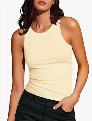 Amazon Yellow Artfish Ribbed High Neck Tank Top thumbnail 1