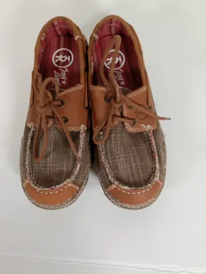 Tony Lama Womens Blum Lace Brown Contrast Loafers Canvas Western Ranch 8.5 thumbnail 3