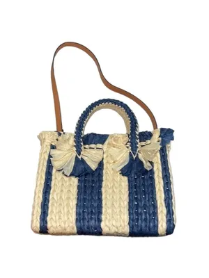 Blue Satchel Emei Straw Paper Satchel in Charcoal Blue Vince Camuto thumbnail 2